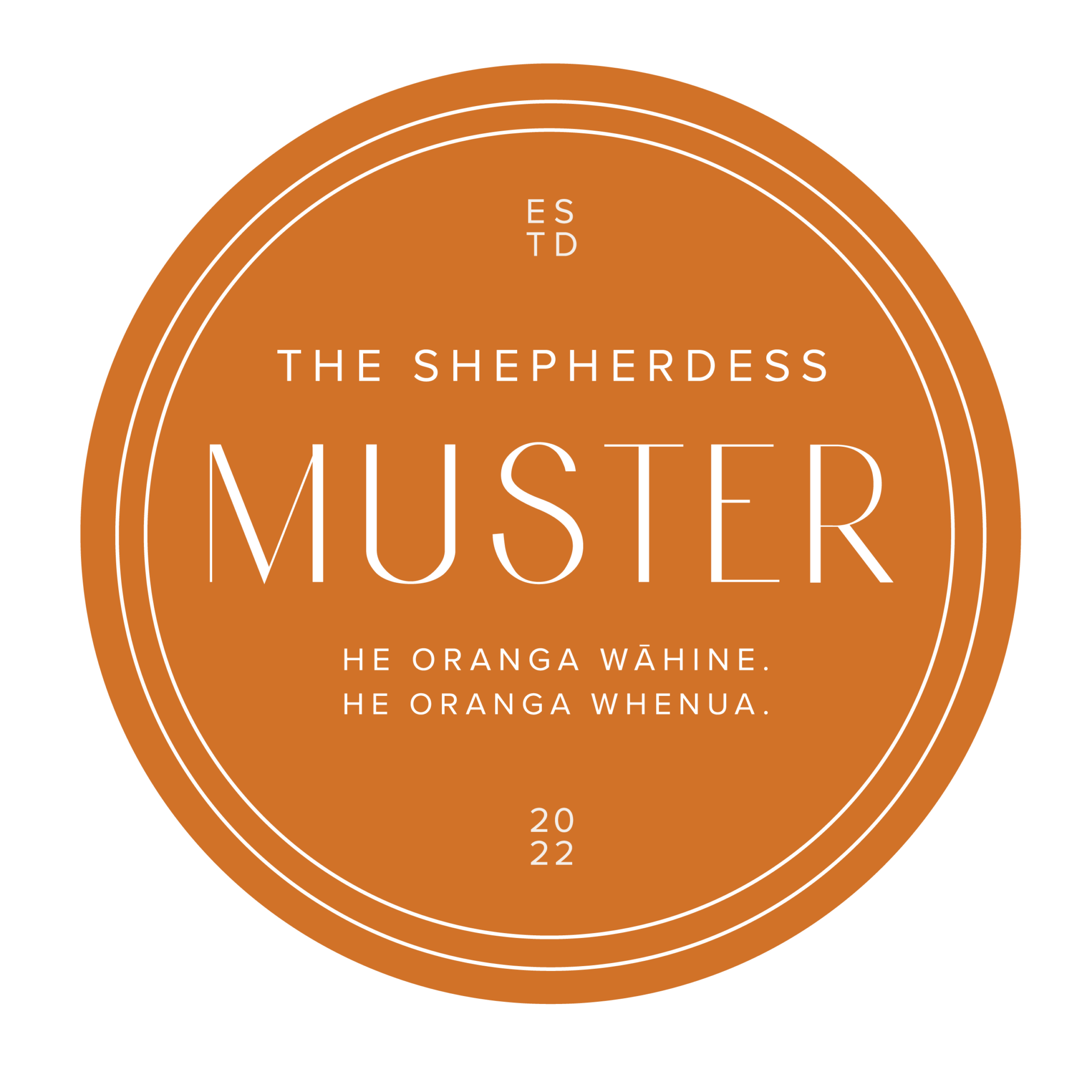 Orange circle logo for The Shepherdess Muster